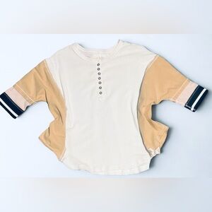 We The Free White and Tan Button Down Shirt